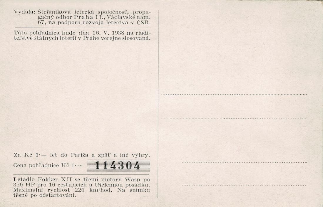 Naam: Kaart 825a. Fokker XII - Diese Lotteriepostkarte wurde 1938 in der Tschechoslowakei ausgestellt,.jpg
Bekeken: 687
Grootte: 88,0 KB
