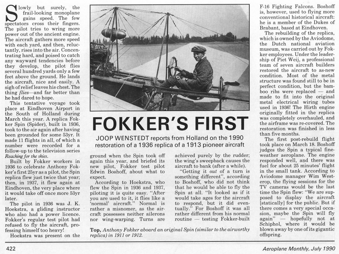 Naam: Fokker Spin (Aeroplane Monthly July 1990 p. 422).jpg
Bekeken: 243
Grootte: 448,3 KB